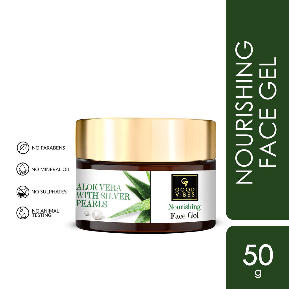 Good Vibes Aloe Vera Nourishing Face Gel with Silver Pearls | Grocsy