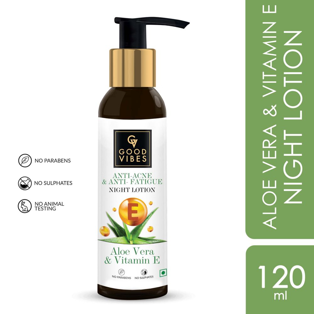 Good Vibes Aloe Vera + Vitamin E Anti - Acne Night Face Lotion | Grocsy