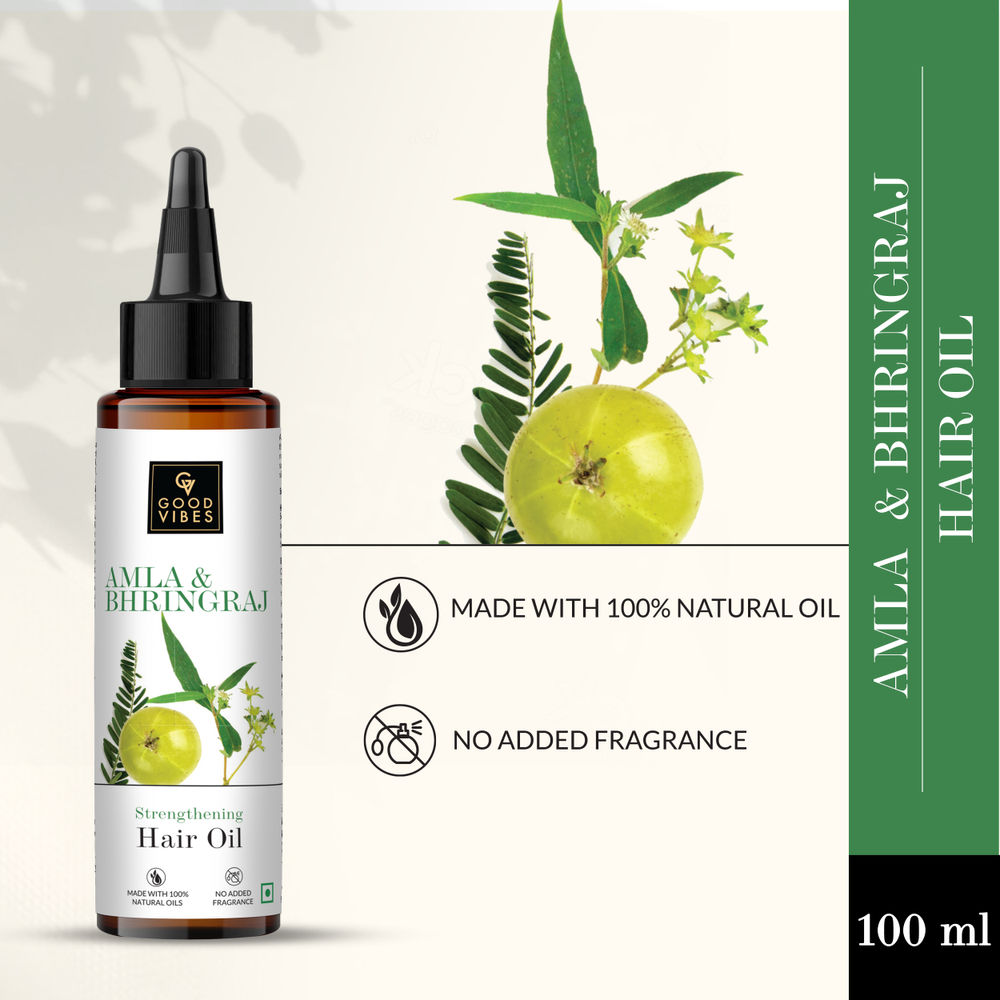 Good Vibes Amla & Bhringraj Strengthening Hair Oil | Grocsy