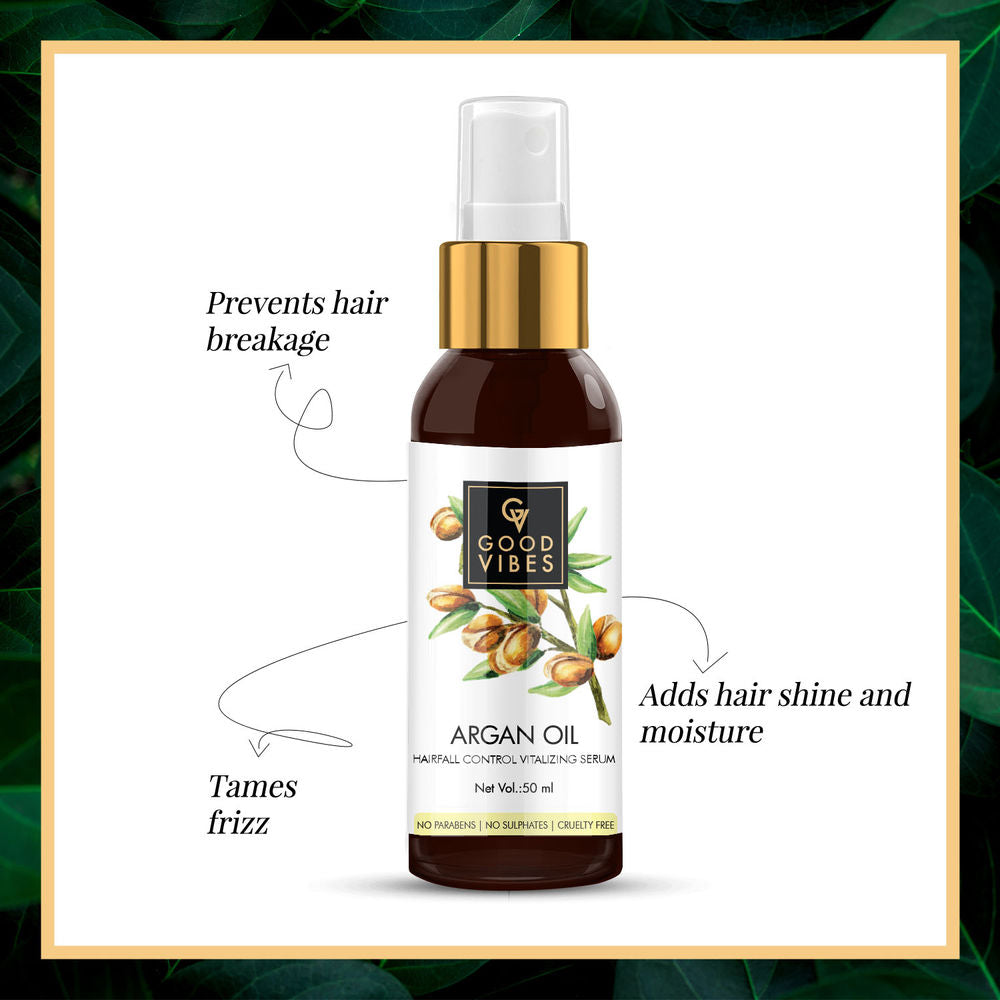 Good Vibes Argan Oil Hairfall Control Vitalizing Serum | Grocsy