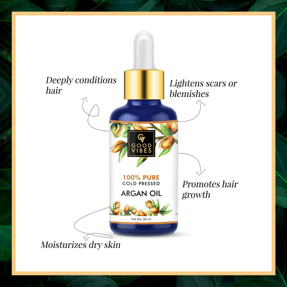 Good Vibes 100% Pure Cold Pressed Carrier Oil For Hair & Skin - Argan | Grocsy