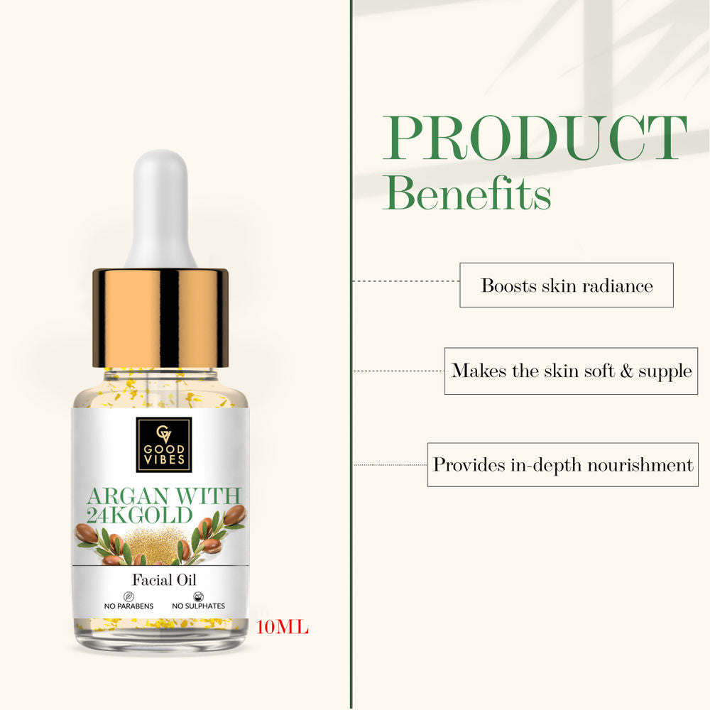 Good Vibes Argan With 24K Gold Facial Oil | Grocsy