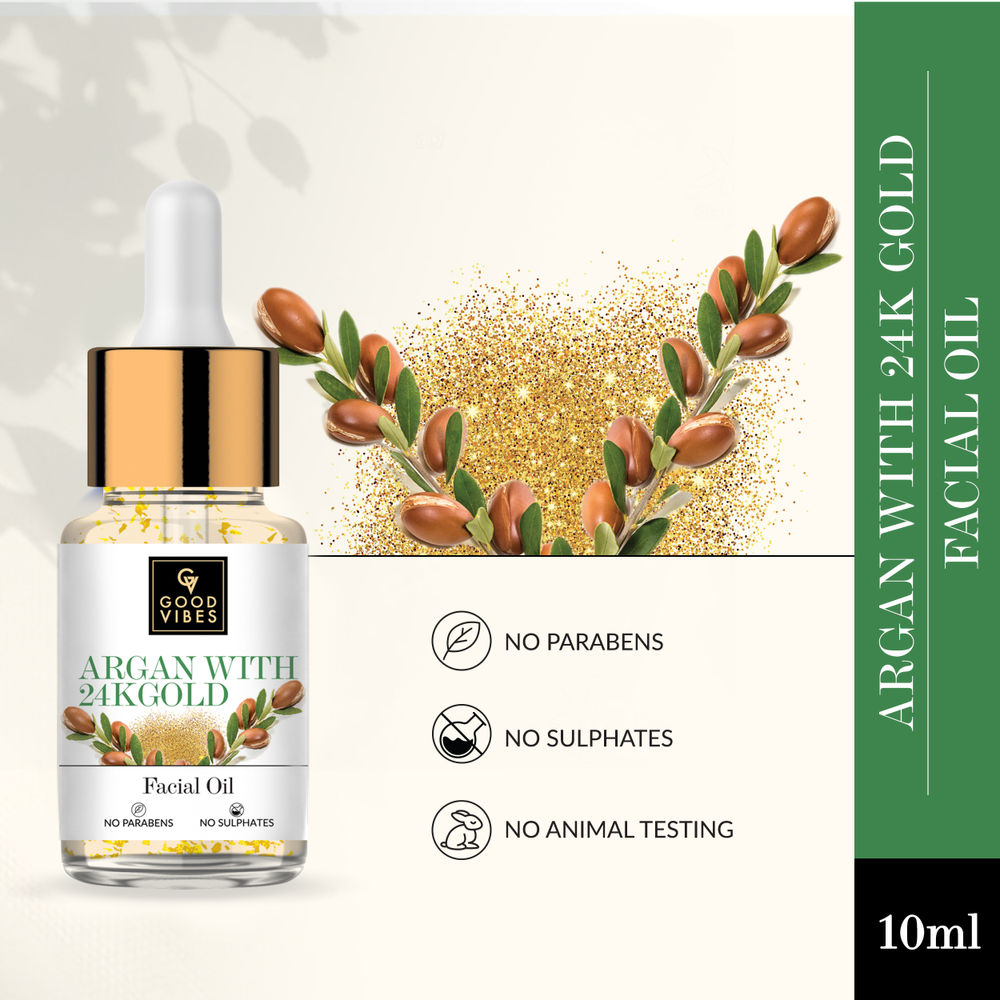 Good Vibes Argan With 24K Gold Facial Oil | Grocsy