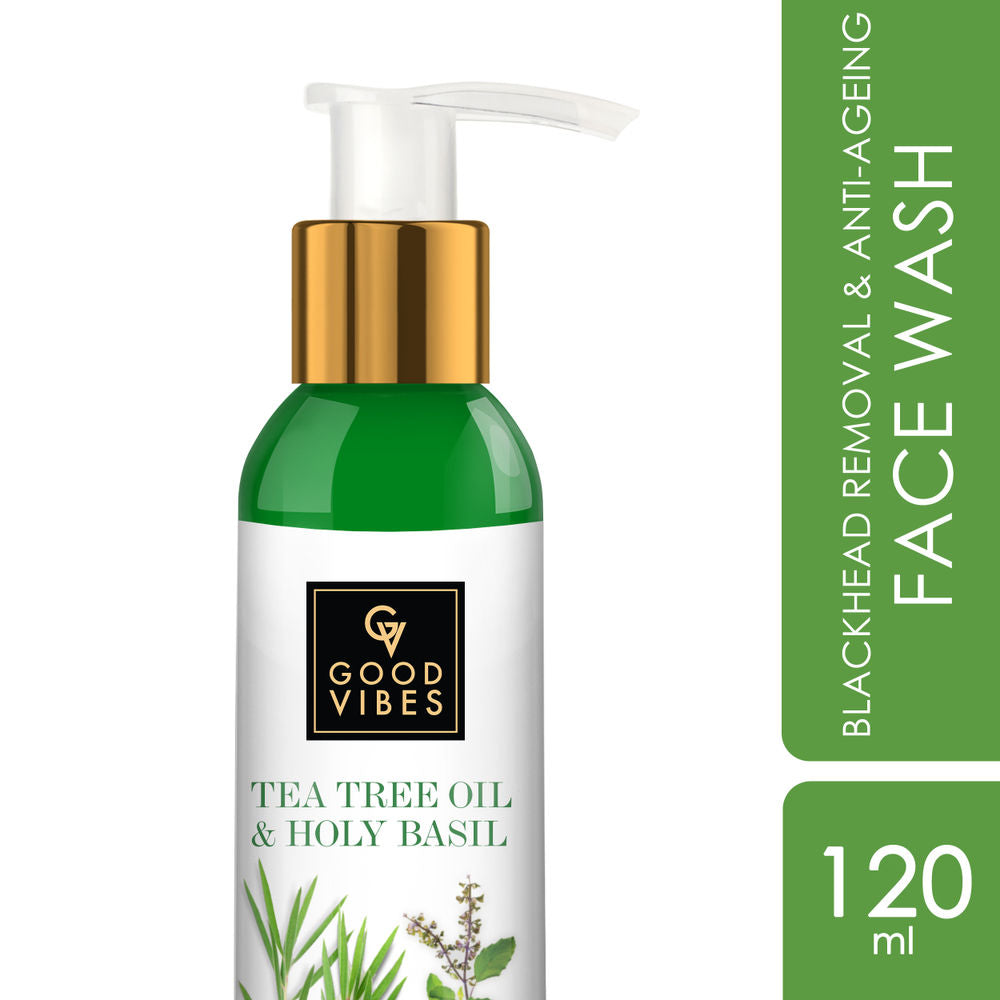 Good Vibes Blackhead Removal + Anti-Ageing Face Wash - Tea Tree Oil + Holy Basil | Grocsy