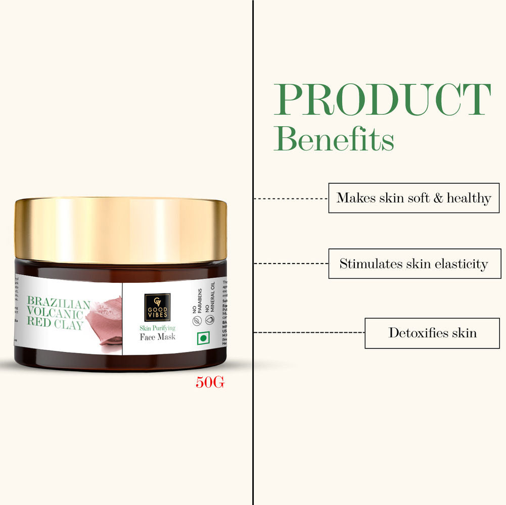 Good Vibes Brazilian Volcanic Red Clay Skin Purifying Face Mask | Grocsy