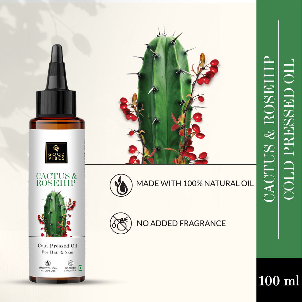 Good Vibes Cactus And Rosehip Cold Pressed Oil For Hair & Skin | Grocsy