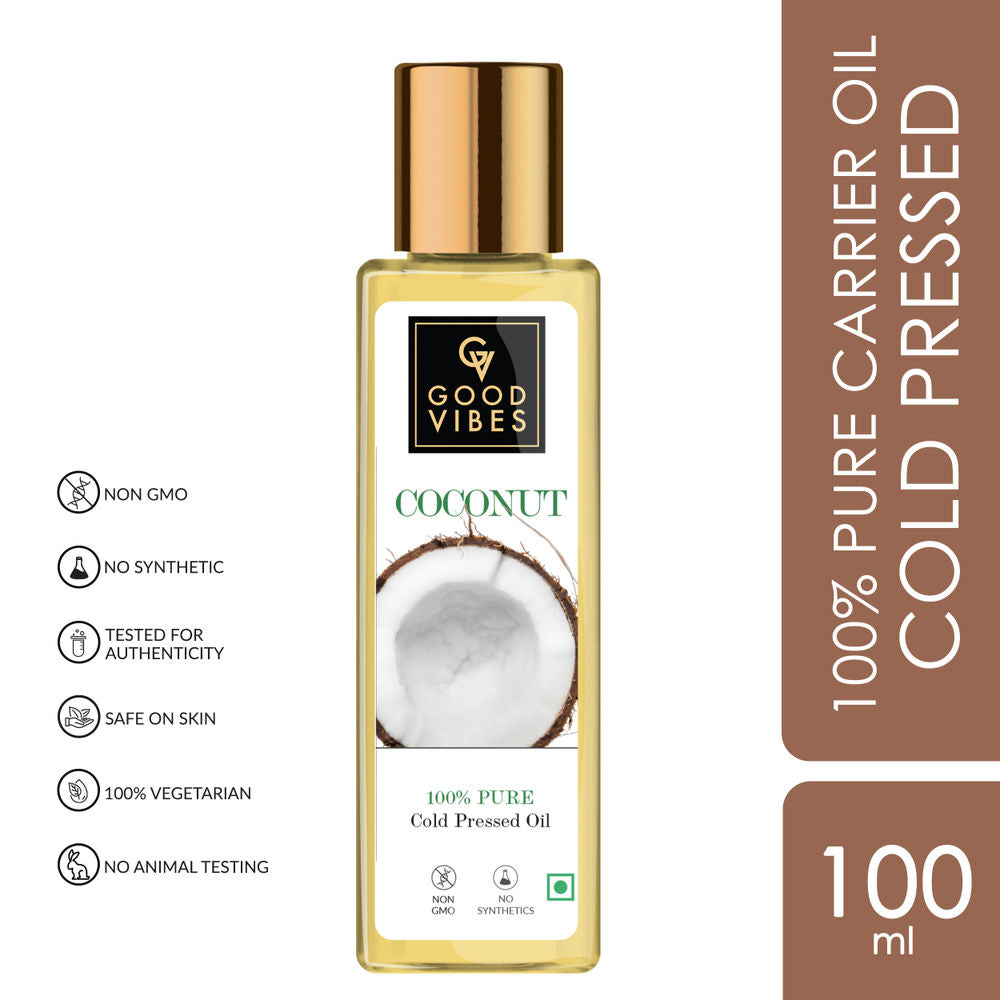 Good Vibes Coconut 100% Pure Cold Pressed Carrier Oil For Hair & Skin | Grocsy