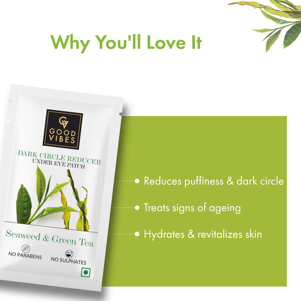 Good Vibes Seaweed & Green Tea Dark Circle Reducer Under Eye Patch | Grocsy