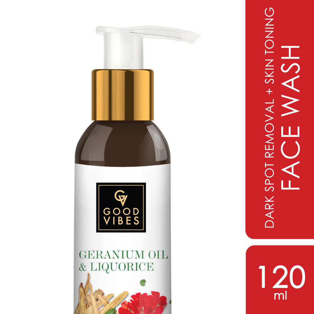 Good Vibes Dark Spot Removal + Skin Toning Face Wash - Geranium + Liquorice | Grocsy