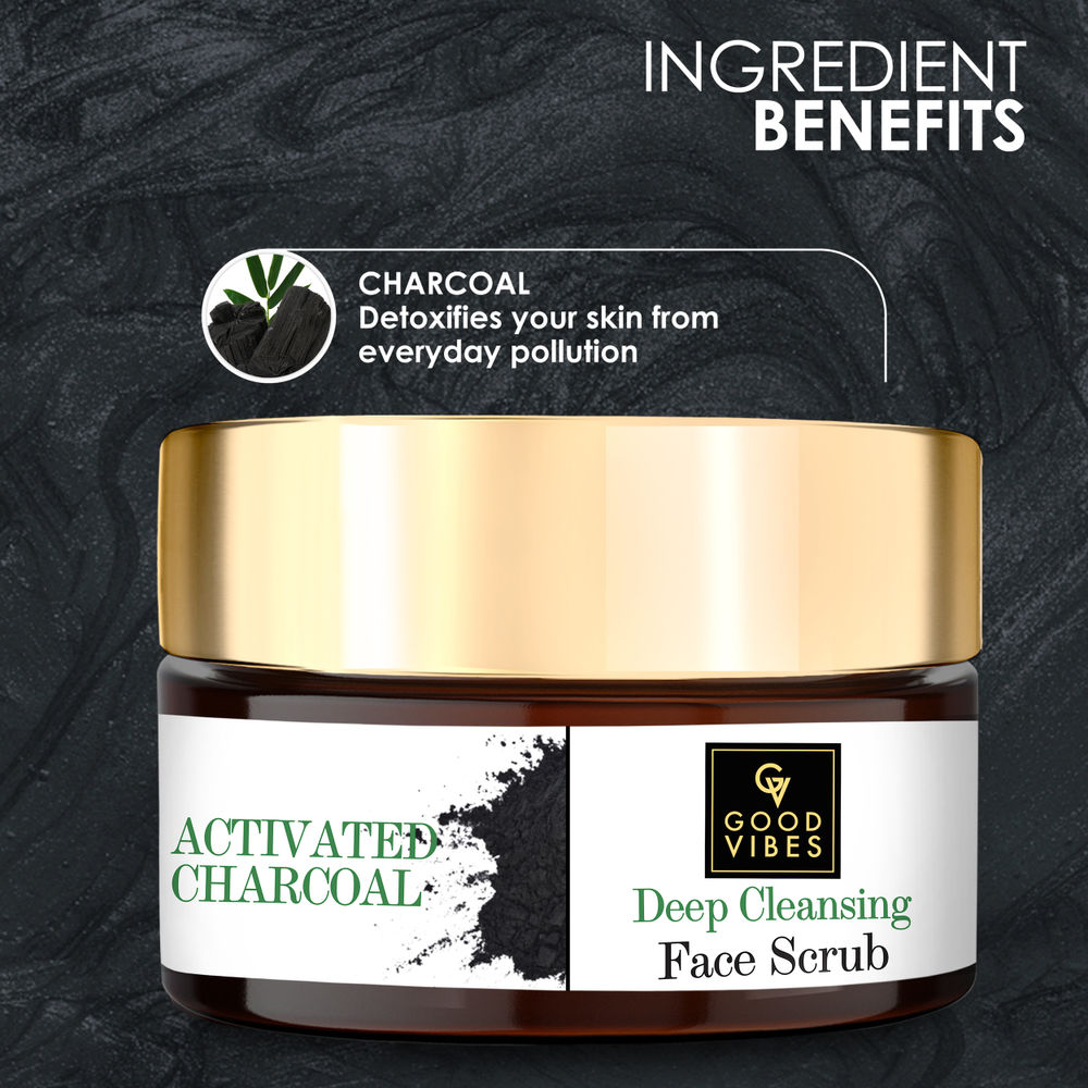 Good Vibes Activated Charcoal Deep Cleansing Face Scrub | Grocsy