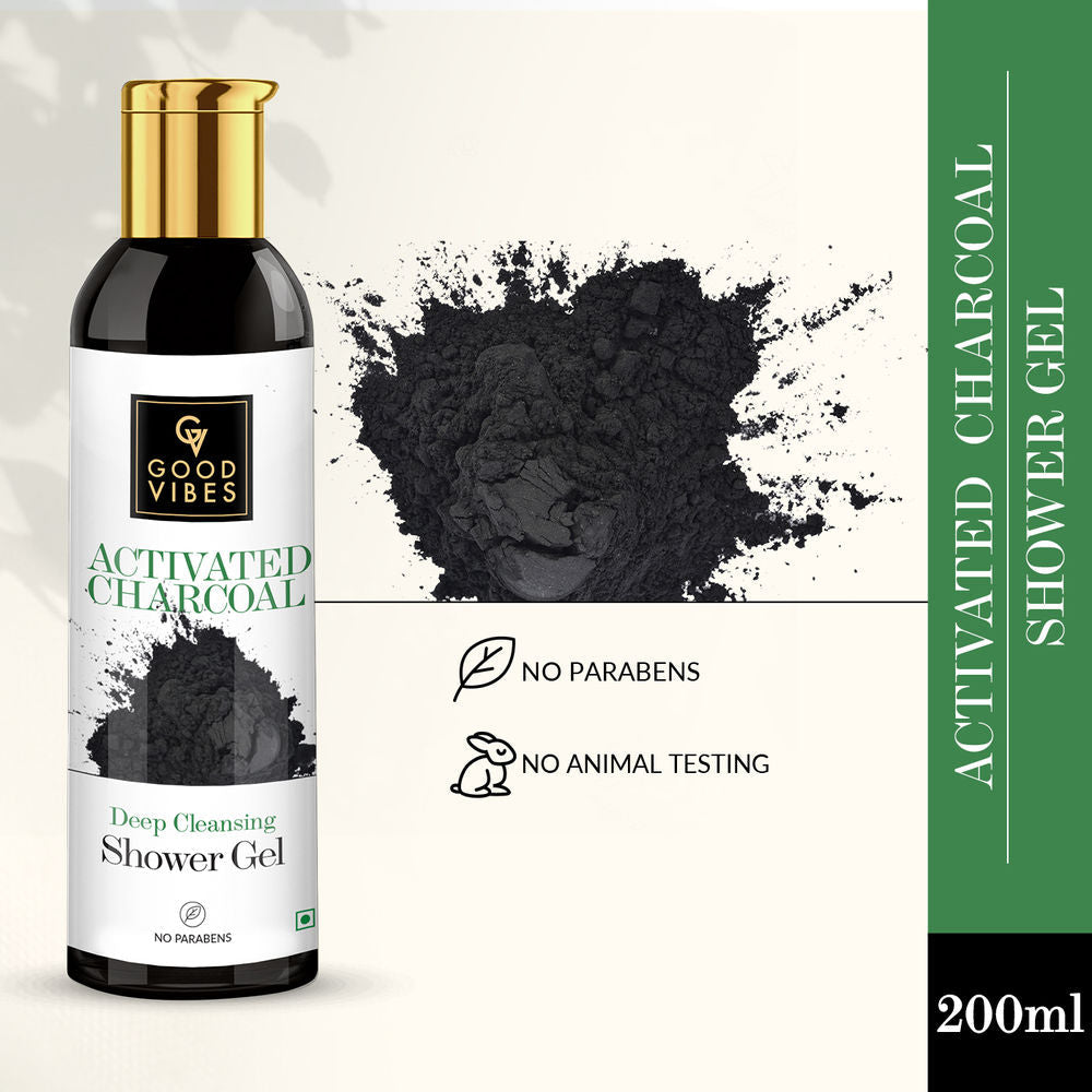 Good Vibes Deep Cleansing Shower Gel (Body Wash) - Activated Charcoal | Grocsy
