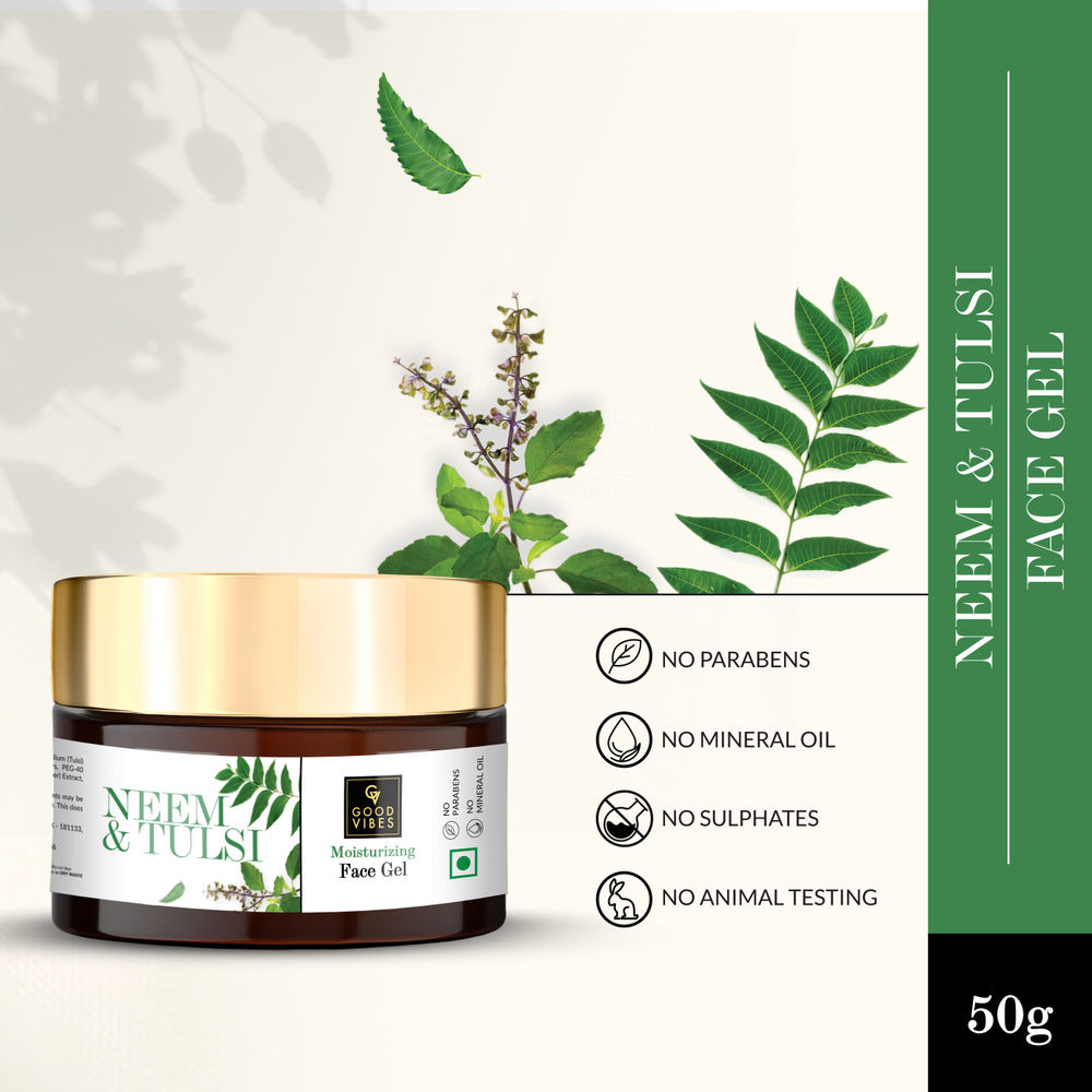 Good Vibes Neem & Tulsi Moisturizing Face Gel | Grocsy