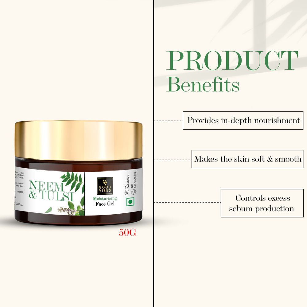 Good Vibes Neem & Tulsi Moisturizing Face Gel | Grocsy