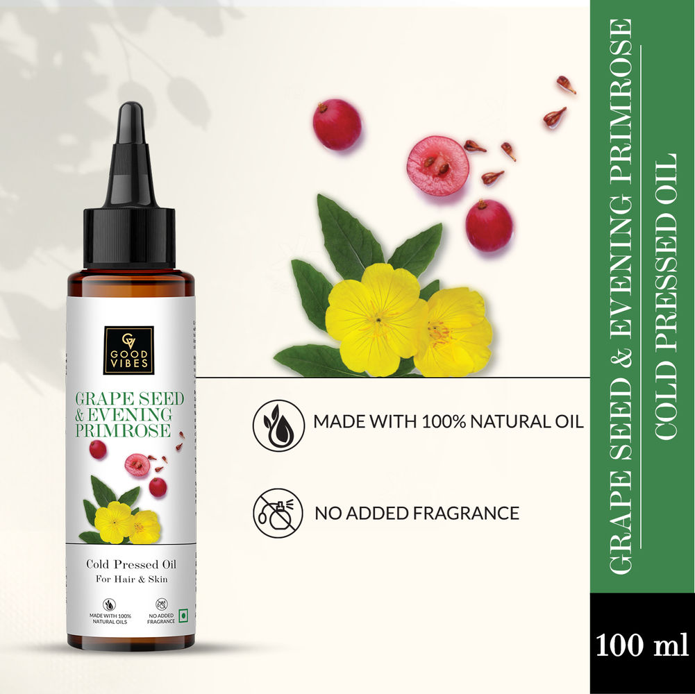 Good Vibes Grape Seed And Evening Primrose Cold Pressed Oil For Hair & Skin | Grocsy