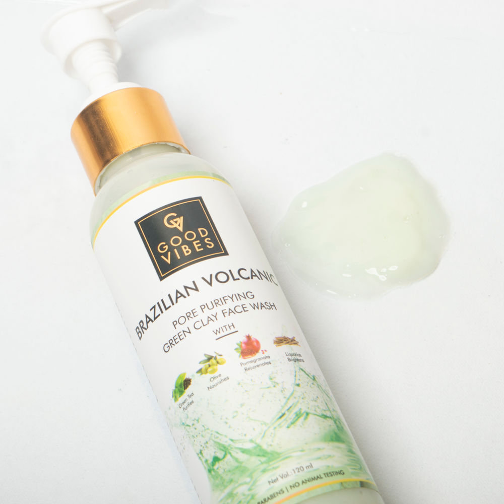 Good Vibes Brazilian Volcanic Pore Purifying Green Clay Face Wash | Grocsy