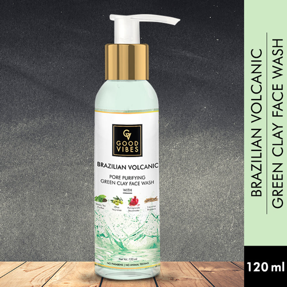 Good Vibes Brazilian Volcanic Pore Purifying Green Clay Face Wash | Grocsy