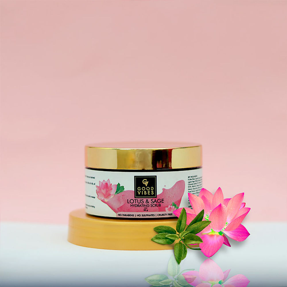Good Vibes Hydrating Face Scrub - Lotus & Sage | Grocsy
