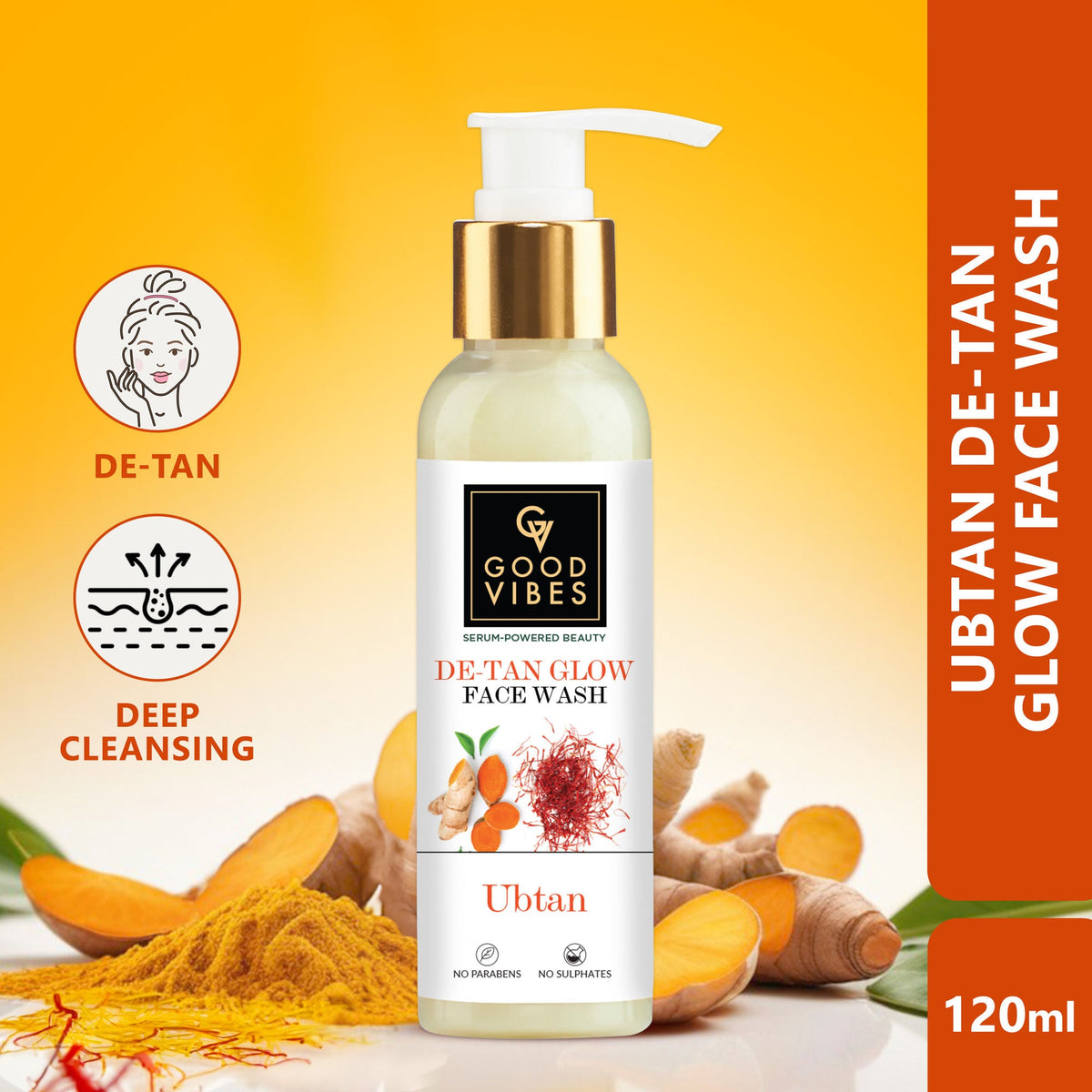 Good Vibes Ubtan De Tan Glow Face Wash | Grocsy