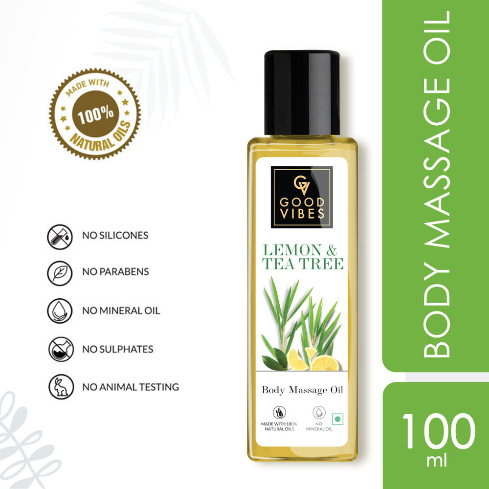 Good Vibes Lemon & Tea Tree Body Massage Oil | Grocsy