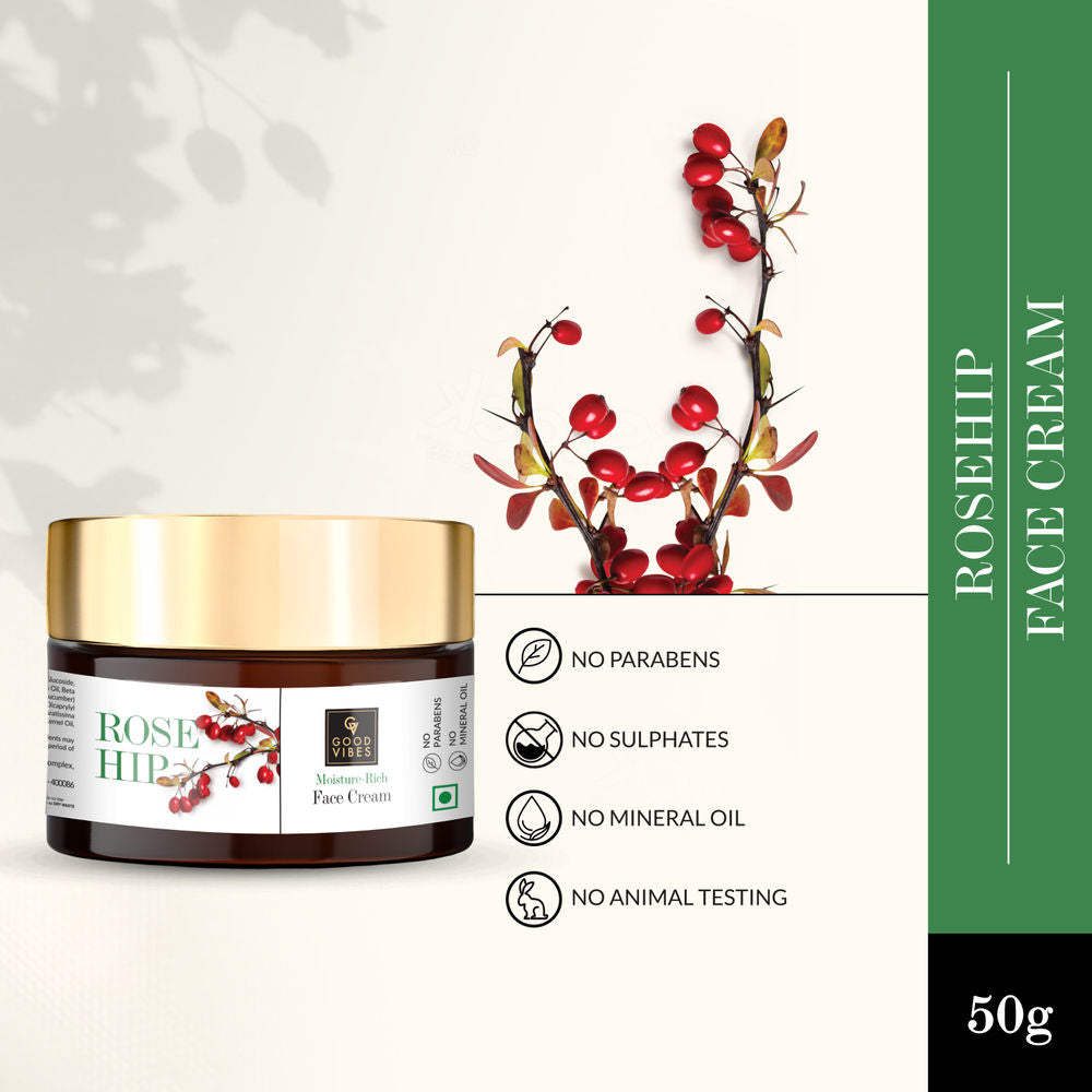 Good Vibes Rosehip Moisture Rich Face Cream | Grocsy