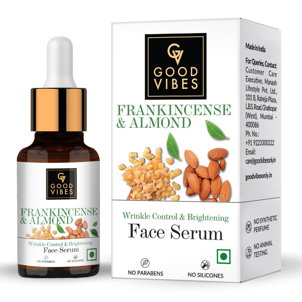 Good Vibes Frankincense & Almond Wrinkle Control & Brightening Serum | Grocsy