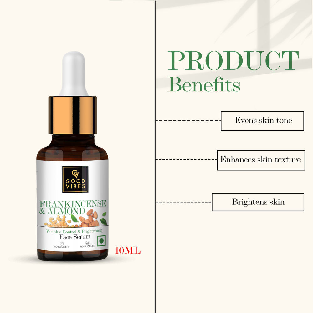 Good Vibes Frankincense & Almond Wrinkle Control & Brightening Serum | Grocsy