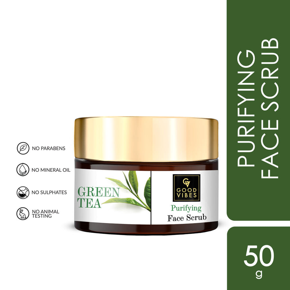 Good Vibes Green Tea Purifying Face Scrub | Grocsy