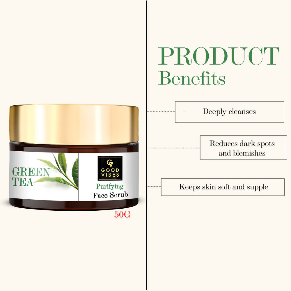 Good Vibes Green Tea Purifying Face Scrub | Grocsy