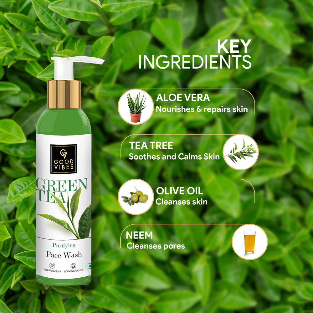 Good Vibes Green Tea Purifying Face Wash | Grocsy