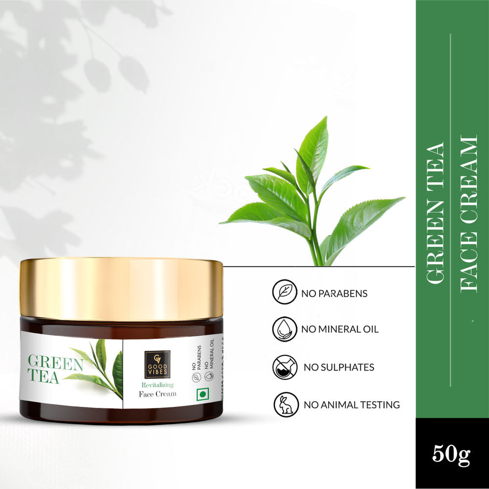 Good Vibes Green Tea Revitalising Face Cream | Grocsy