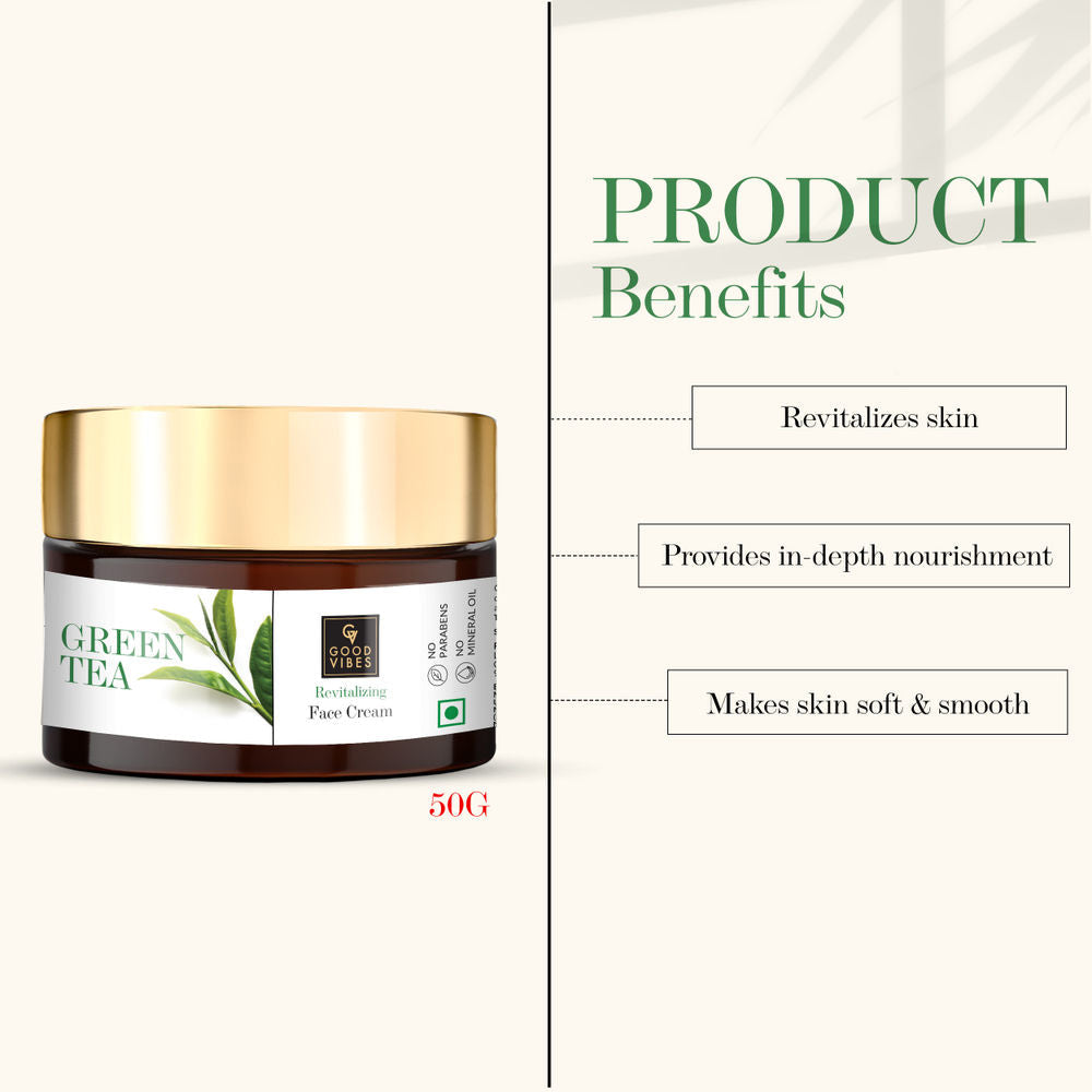 Good Vibes Green Tea Revitalising Face Cream | Grocsy