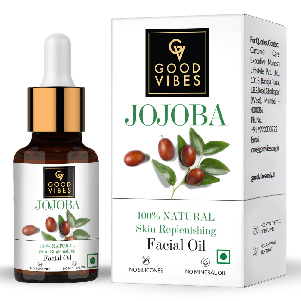 Good Vibes 100% Natural Jojoba Skin Replenishing Facial Oil | Grocsy