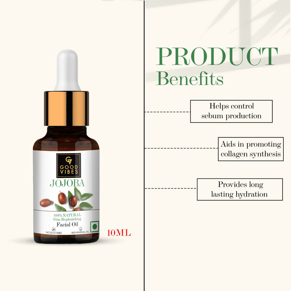 Good Vibes 100% Natural Jojoba Skin Replenishing Facial Oil | Grocsy