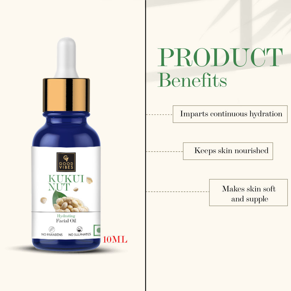 Good Vibes Skin Hydrating Facial Oil - Kukui Nut | Grocsy