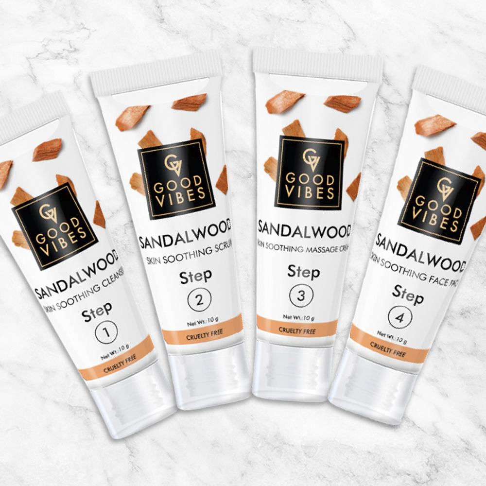 Good Vibes Skin Soothing Facial Kit - Sandalwood | Grocsy
