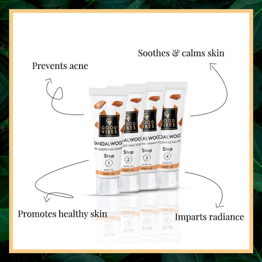 Good Vibes Skin Soothing Facial Kit - Sandalwood | Grocsy