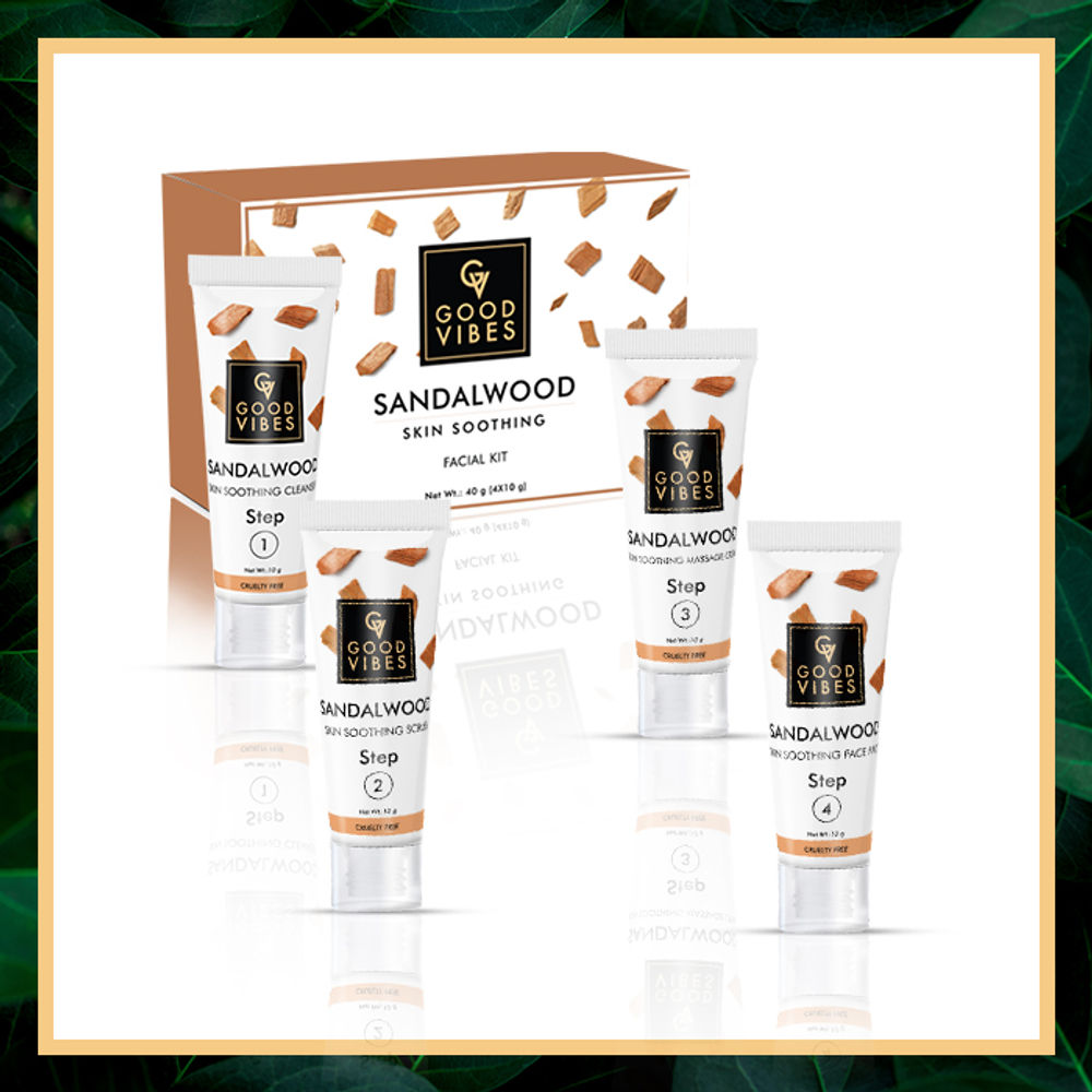 Good Vibes Skin Soothing Facial Kit - Sandalwood | Grocsy