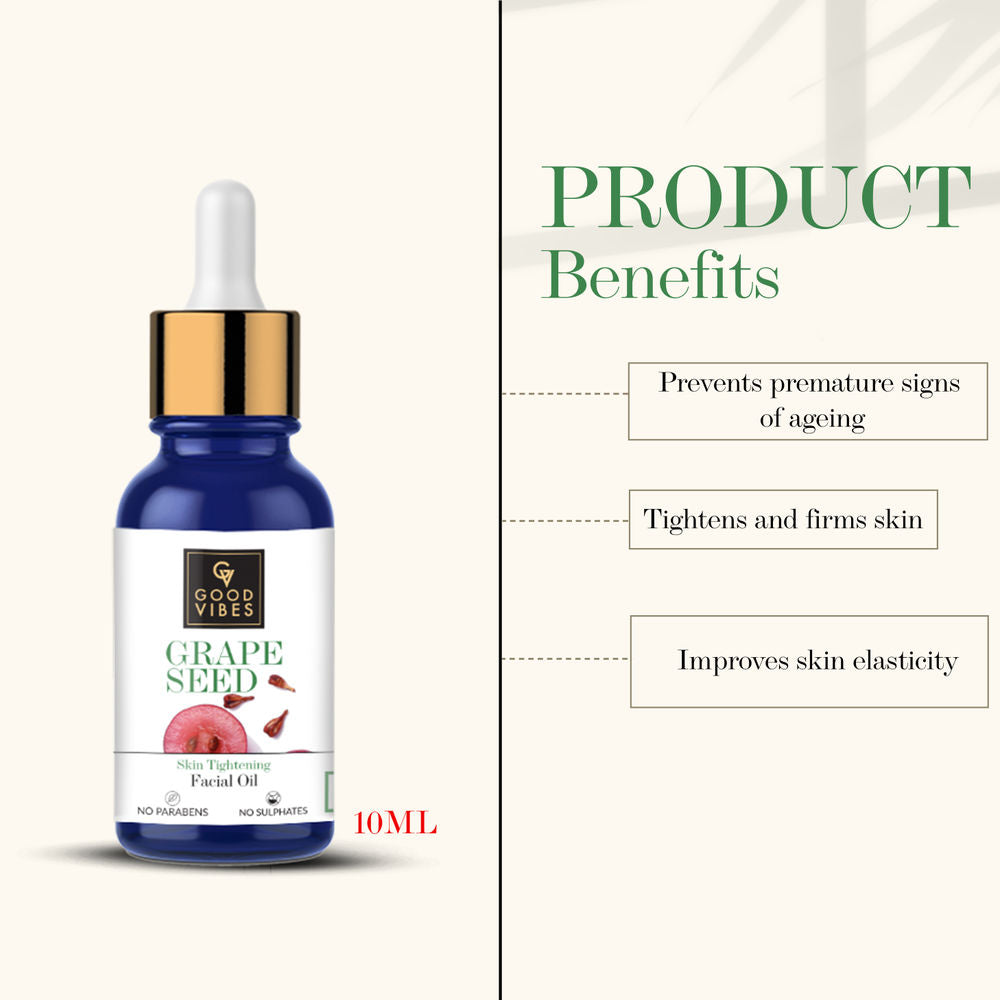 Good Vibes Grape Seed Skin Tightening Facial Oil | Grocsy