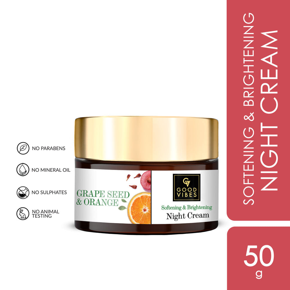 Good Vibes Softening + Brightening Night Cream - Grape Seed + Orange | Grocsy