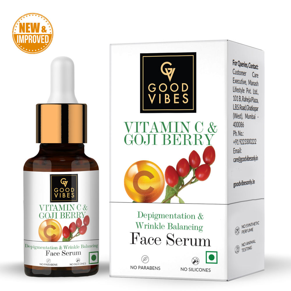 Good Vibes Vitamin C & Goji Berry Depigmentation & Wrinkle Balancing Face Serum | Grocsy