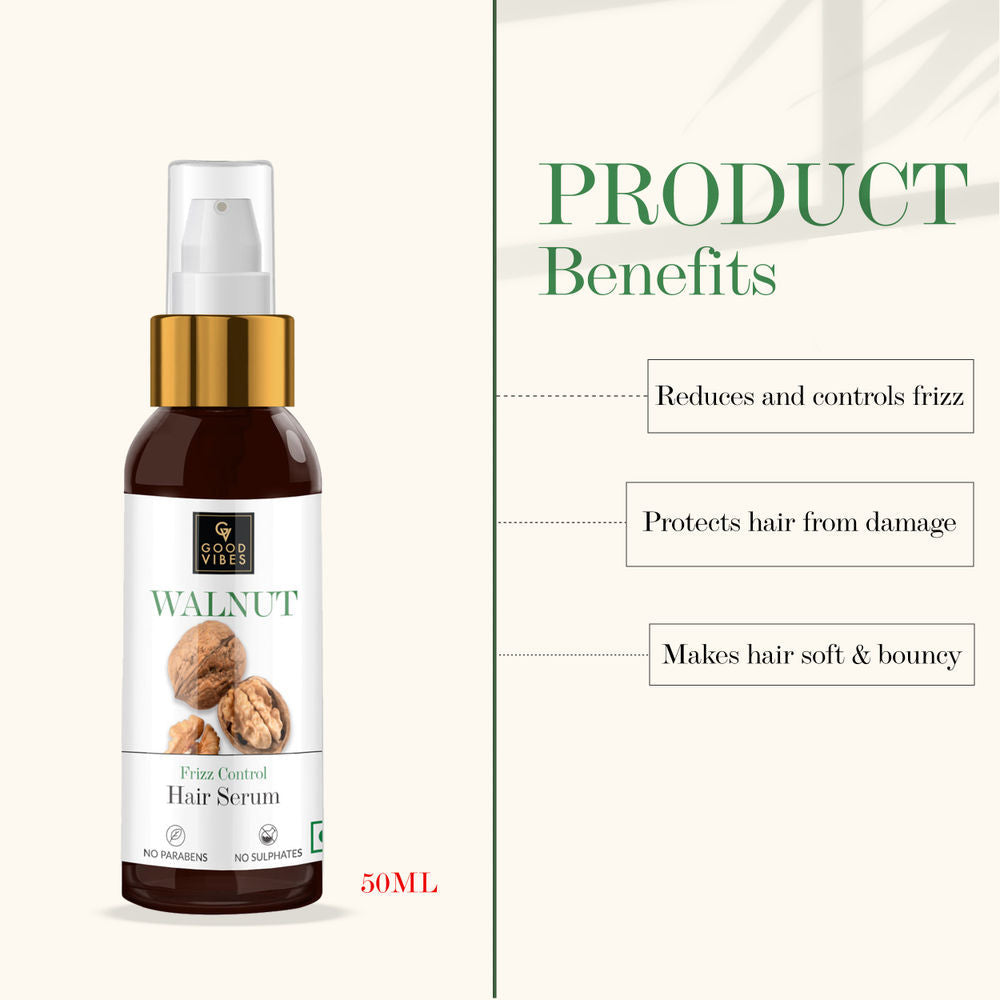 Good Vibes Walnut Frizz Control Hair Serum | Grocsy