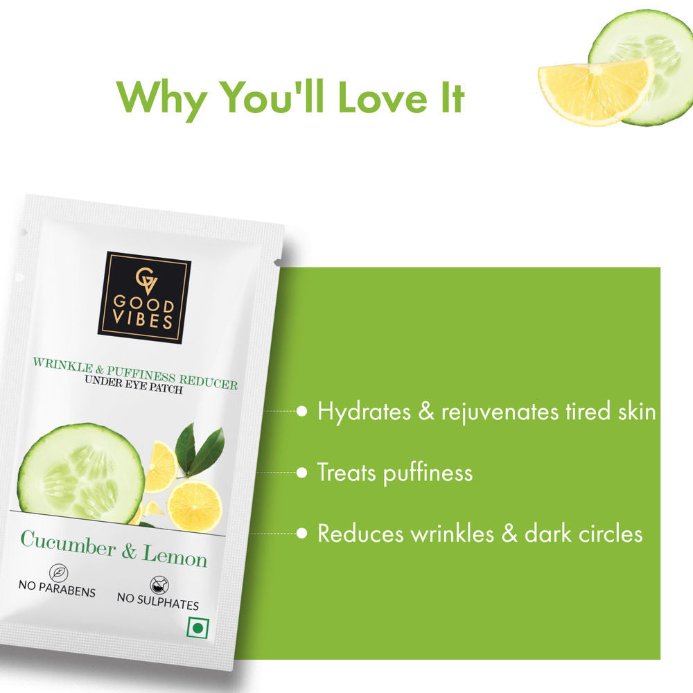 Good Vibes Cucumber & Lemon Wrinkle & Puffiness Reduction Under Eye Patch | Grocsy