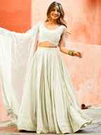 Tulsi Art Gorgeous Off-White Sequins Georgette Event Wear Lehenga Choli | Grocsy