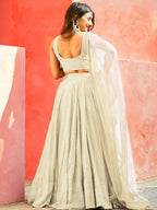 Tulsi Art Gorgeous Off-White Sequins Georgette Event Wear Lehenga Choli | Grocsy