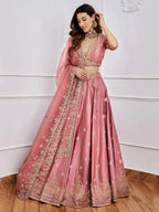 Tulsi Art Gorgeous Pink Sequins Art Silk Designer Lehenga Choli With Dupatta | Grocsy