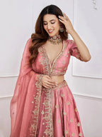 Tulsi Art Gorgeous Pink Sequins Art Silk Designer Lehenga Choli With Dupatta | Grocsy
