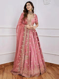 Tulsi Art Gorgeous Pink Sequins Art Silk Designer Lehenga Choli With Dupatta | Grocsy
