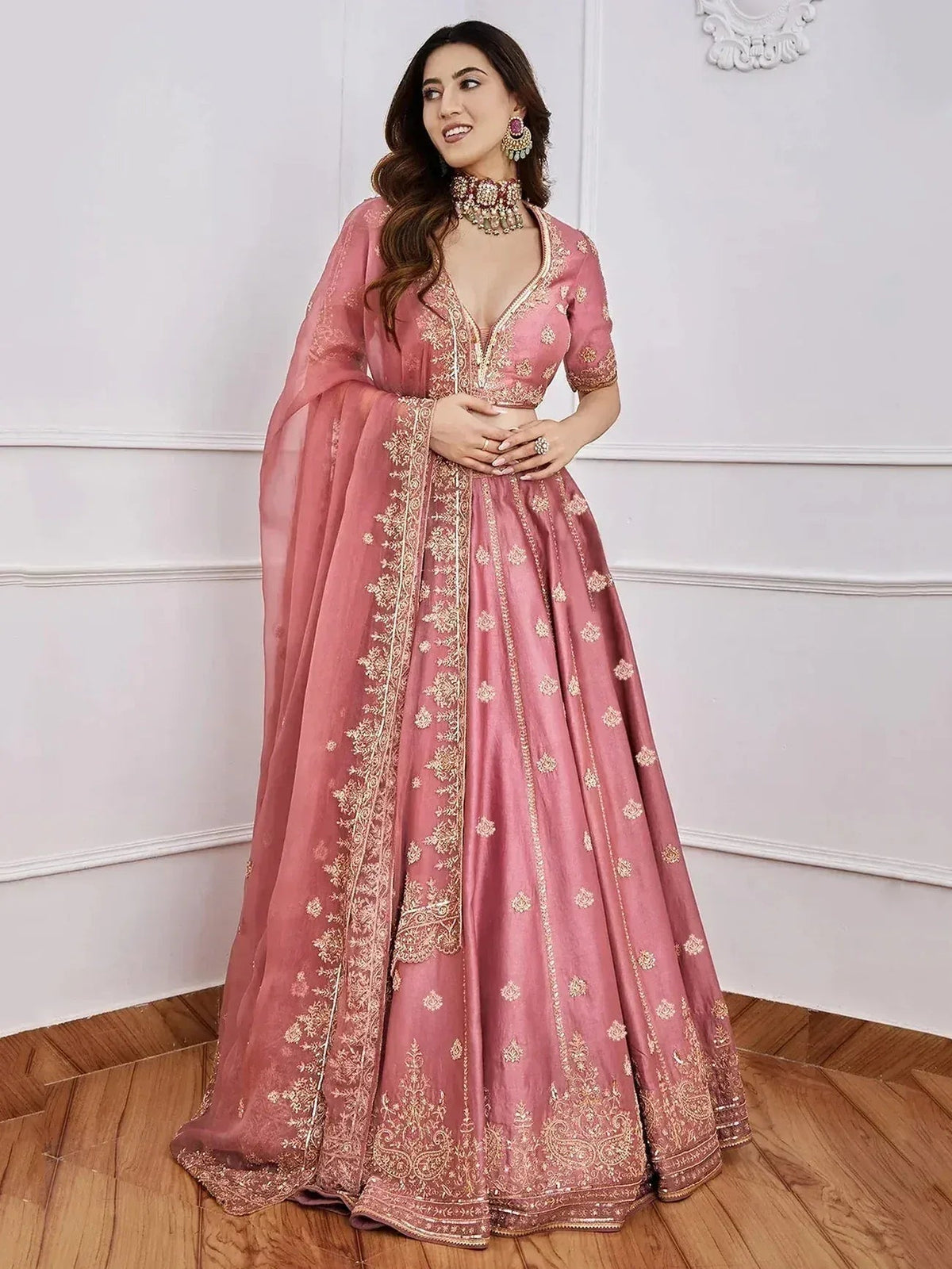 Tulsi Art Gorgeous Pink Sequins Art Silk Designer Lehenga Choli With Dupatta | Grocsy