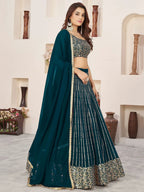 Tulsi Art Gorgeousâ Teal Green Sequins Work Georgette Function Wear Lehenga Choli | Grocsy