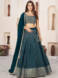 Tulsi Art Gorgeousâ Teal Green Sequins Work Georgette Function Wear Lehenga Choli | Grocsy